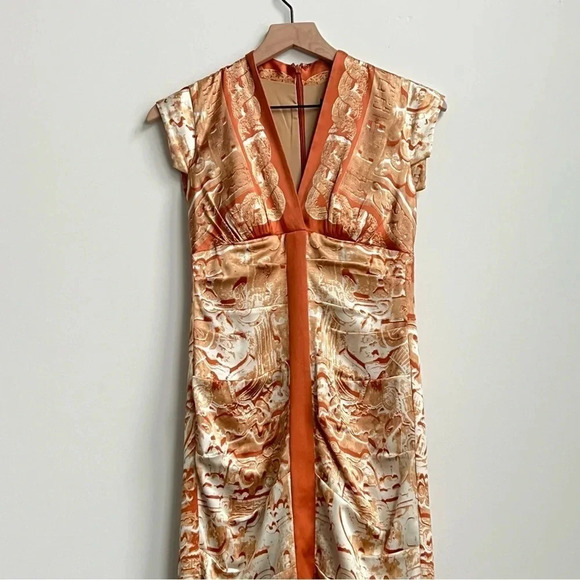 Nicole Miller Bodycon Ruched Dress Silk Baroque Vintage 90's Greek Goddess SZ 0 - Picture 7 of 16